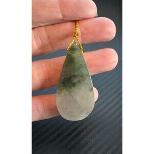 Moss Agate Teardrop Pendant, Natural Green Stone Necklace, Predrilled Holes